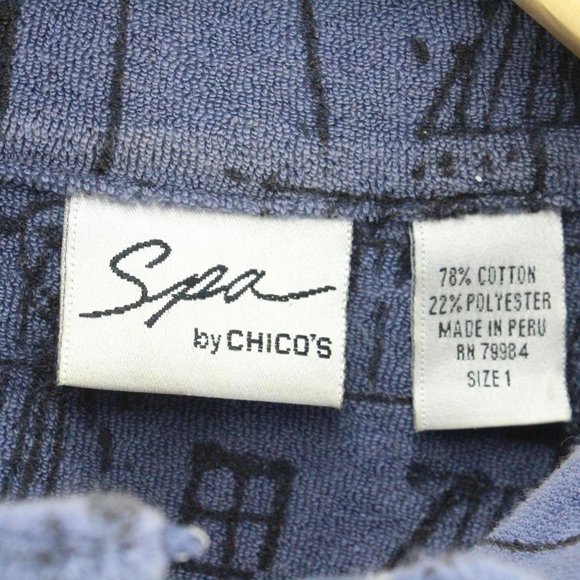 Vintage Spa by Chico's Fleece Jacket Women's Casual Blue All Over Print Size 1" - Picture 6 of 10